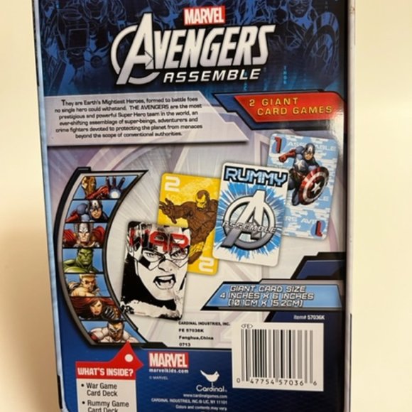 Marvel Avengers Assemble 2 Giant Card Games War and Rummy Ages 5+ Birthday 4"x6" - Picture 2 of 6